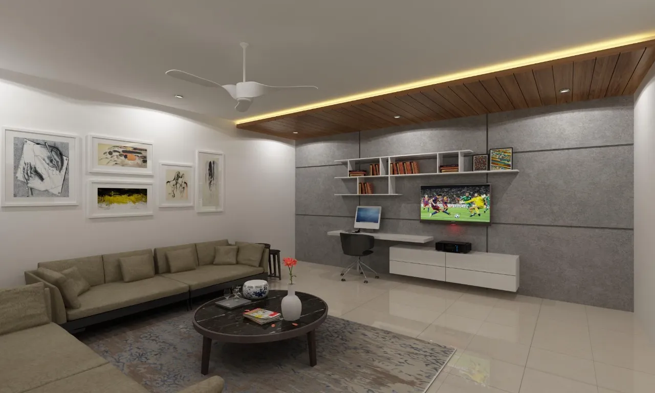 3BHK Family Living Room Interior Design in Hyderabad