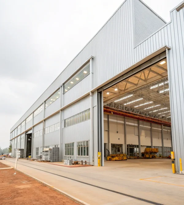 a-modern-industrial-facility-located-in-hyderabad- Exterior view of an industrial facility in Hyderabad designed by top architects